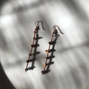 Handmade Wire Wrapped Tigers Eye Earrings